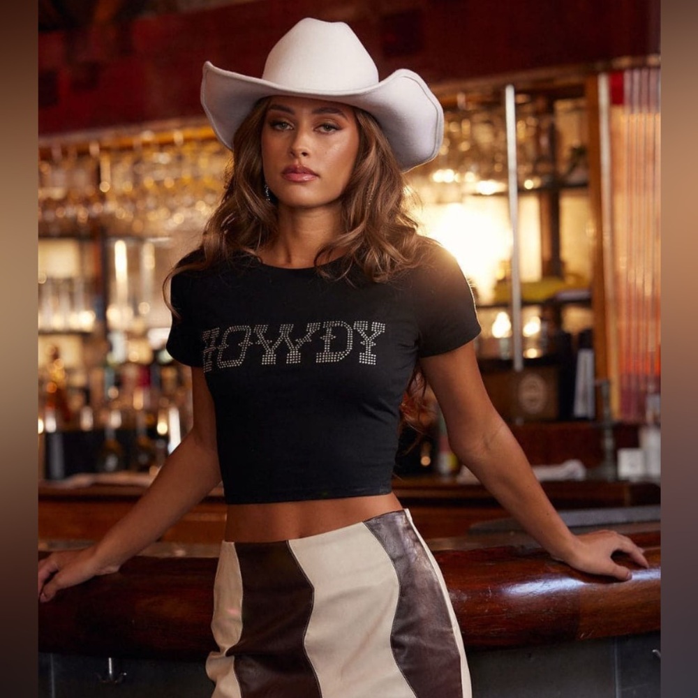 12TH TRIBE Howdy Black Baby Tee (L)